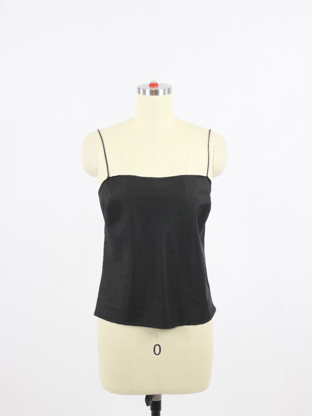 MILLY Black Matte Satin Square Neck Slip Camisole Tank Top, Size 2